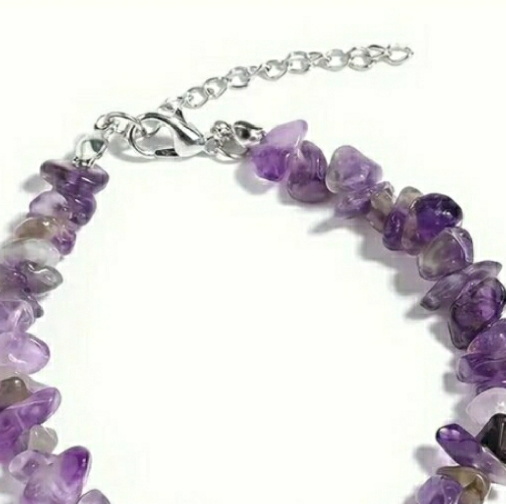Amethyst Smooth Stone Bracelet Lobster Clasp π NEW - Picture 2 of 5